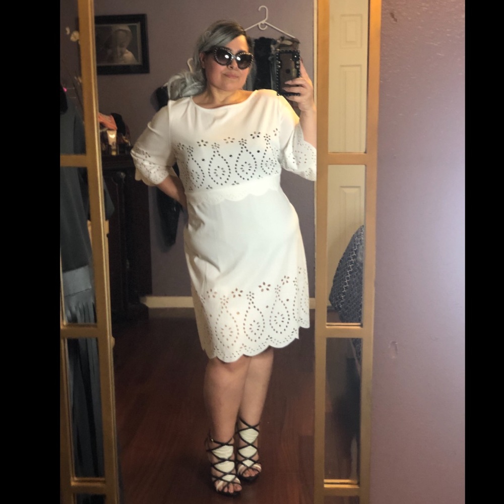 White dress. Stretchy material